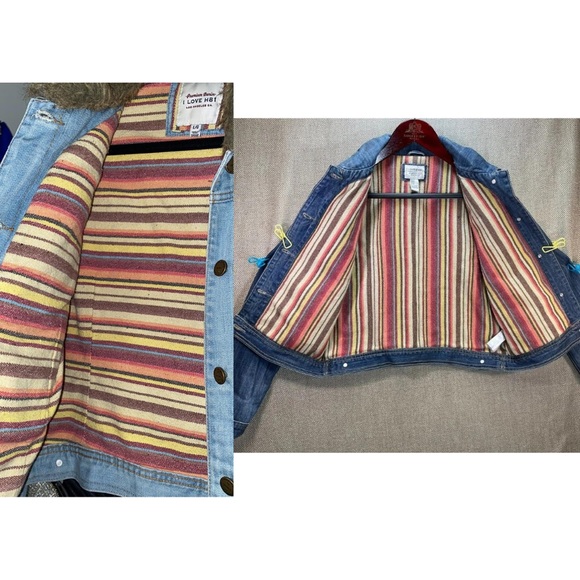 Anthropologie I Love H81 BOHO Lined Denim Blue Jean Jacket - Picture 5 of 8